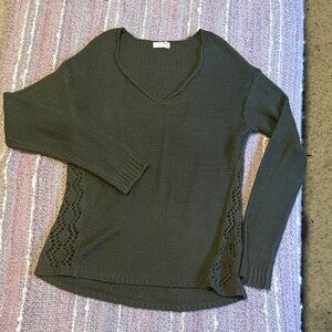 Elegant V-Neck Sweater - Dark Gray